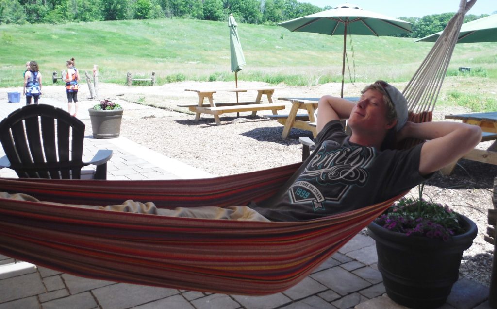A man in a hammock